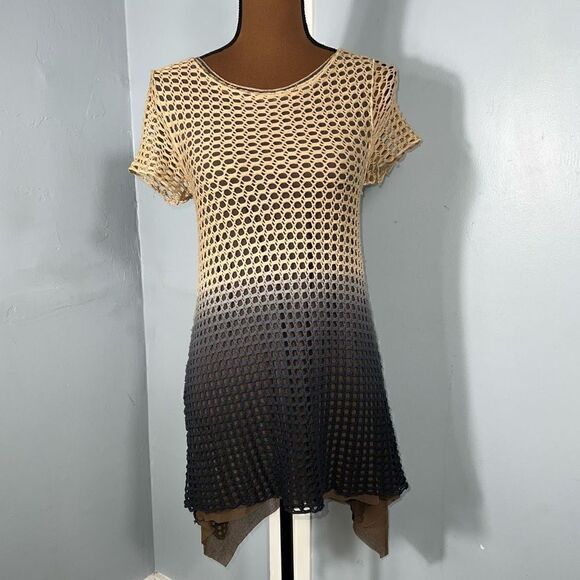 Pete Collection Crochet Short Sleeve Tie-dye Shark Bite Hi-lo Tunic Women’s XS - Picture 4 of 14